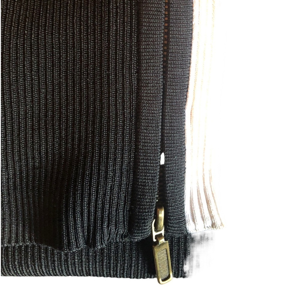 Tristan & America Zippered Front Contemporary Sweater, Black/White Size S - Picture 7 of 9